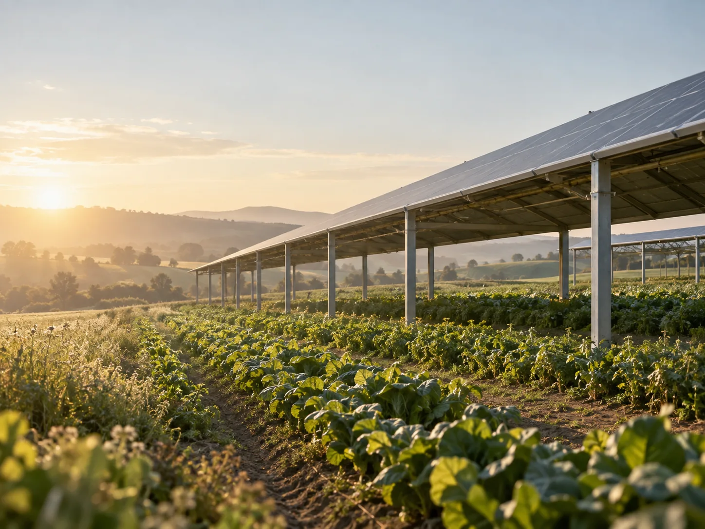 Agri-PV Anlage über landwirtschaftlich genutzter Fläche